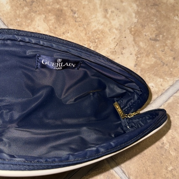 Guerlain Paris Cosmetic Make-up Skincare Bag Travel Pouch Navy Blue White Vinyl - Picture 3 of 14